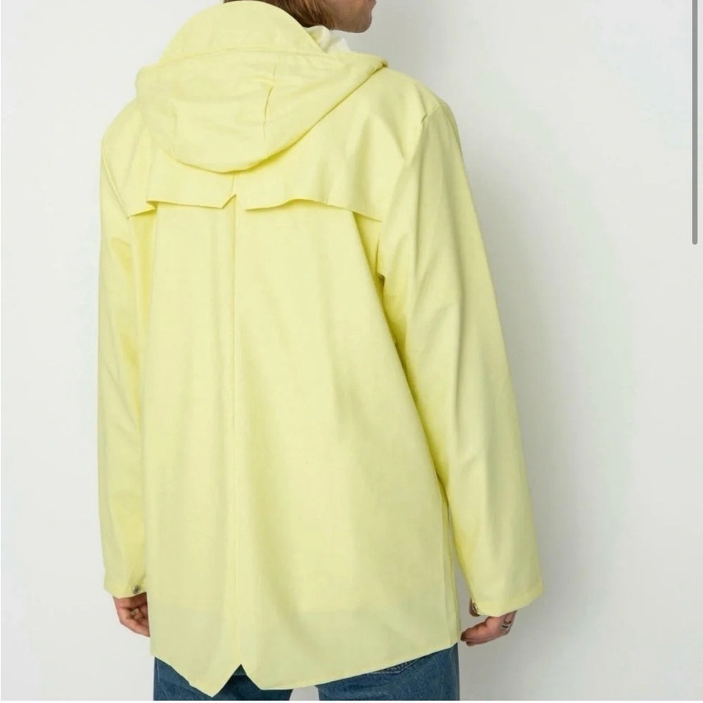 Rains Unisex Straw Yellow Waterproof Rain Jacket Button Zip Closure - Picture 4 of 11